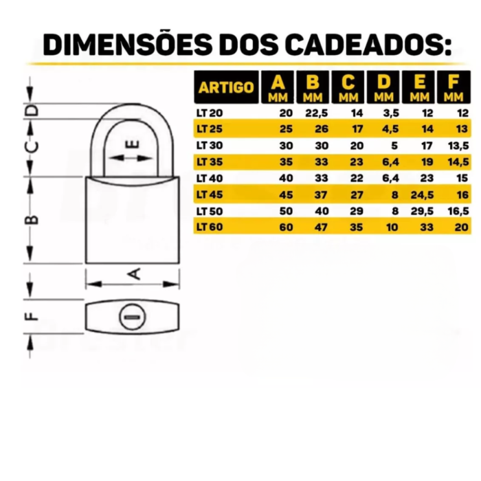 CADEADO DE LATÃO PADO - LT-25 - 2 CHAVES - Image 3