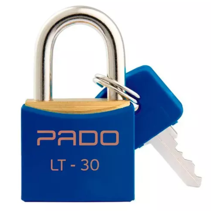 CADEADO DE LATÃO PADO - LT-30 - 2 CHAVES AZUL