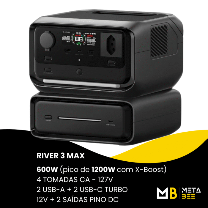 ECOFLOW - RIVER 3 MAX 127V + PAINEL SOLAR 160W - *LANÇAMENTO* - Imagem 2